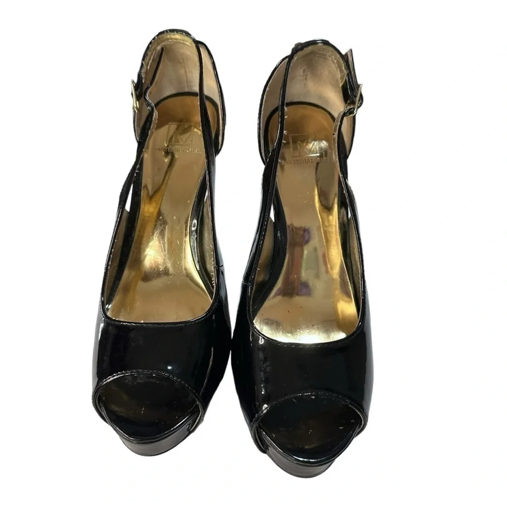 Material Girl Black Patent Stiletto High Heels Size 9